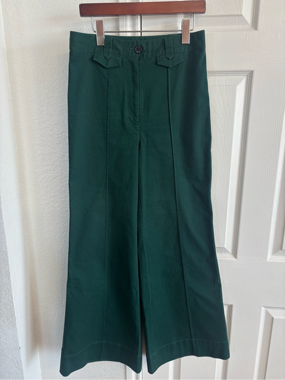 Anthropologie Forest Green High Waisted Wide Leg Pants Size 8